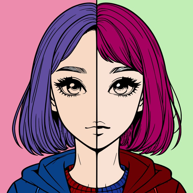 split realistic girl