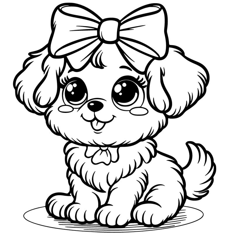puppy with a huge bow