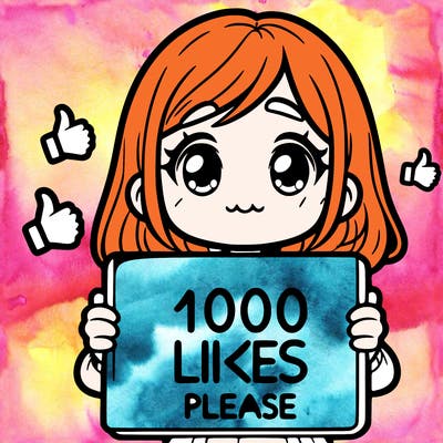 a girl holding a sign that says 1000 likes please