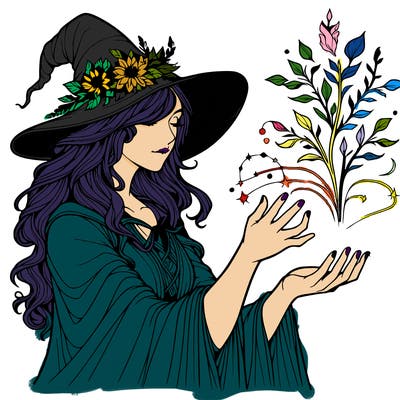 realistic women sorcerer using magic