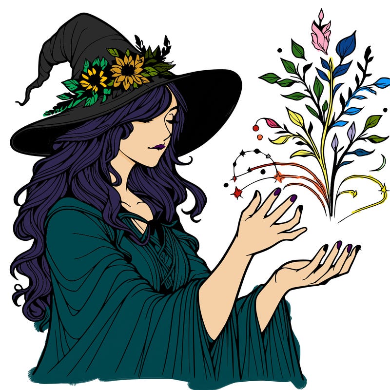 realistic women sorcerer using magic