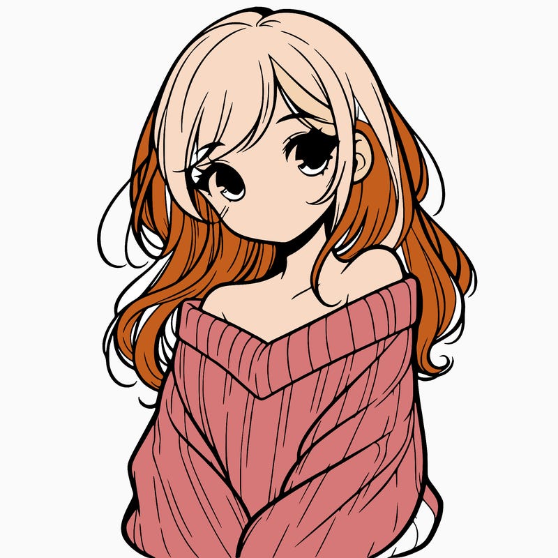 shy pretty girl wearing a sweater that is falling off one shoulder portrait