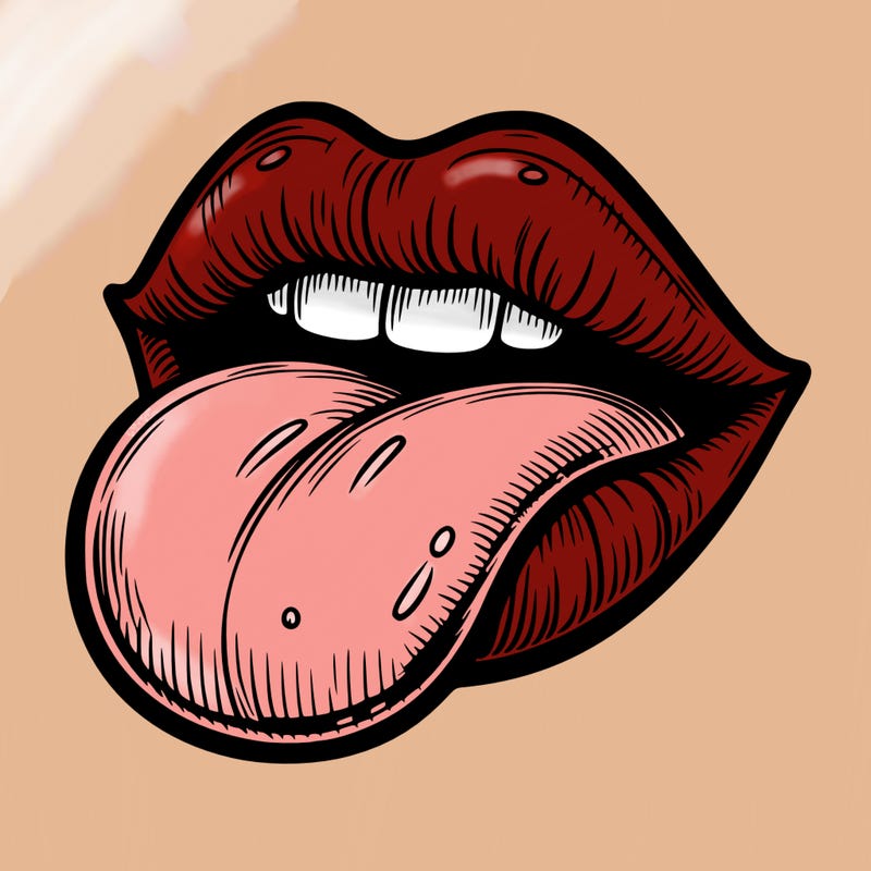 realistic lip with tongue sticking out