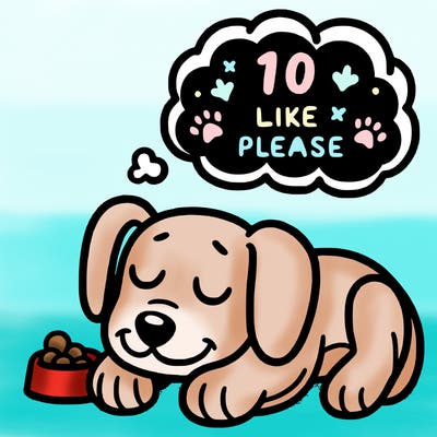 a cute dog, taking a nap dreaming of something that says 10 like please