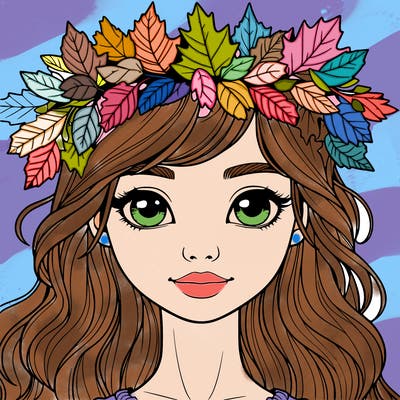 realistic girl with fall leaf crown