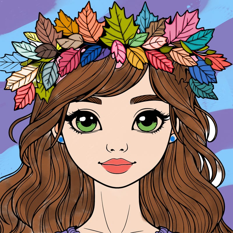 realistic girl with fall leaf crown