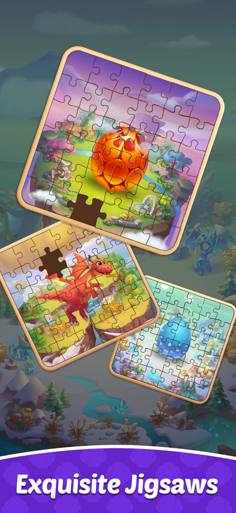 Solitaire Dragons - Colorful jigsaw puzzles featuring dragons and magical dragon eggs from Solitaire Dragons.