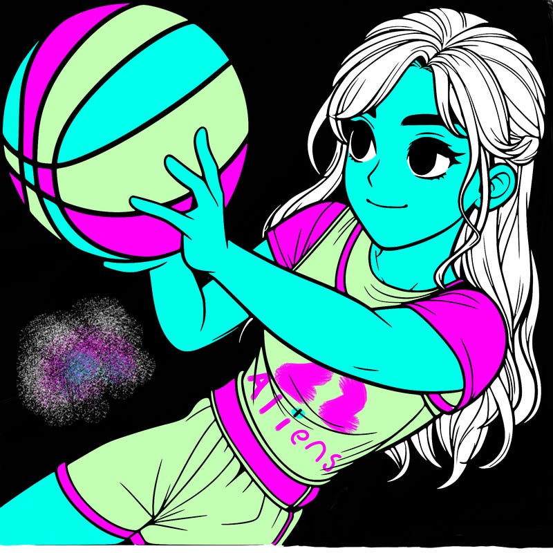 realistic girl playing basketball