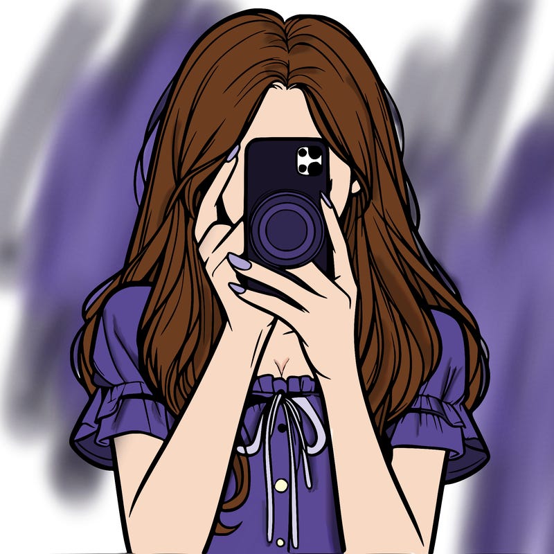 a realistic girl holding her phone taking pictures