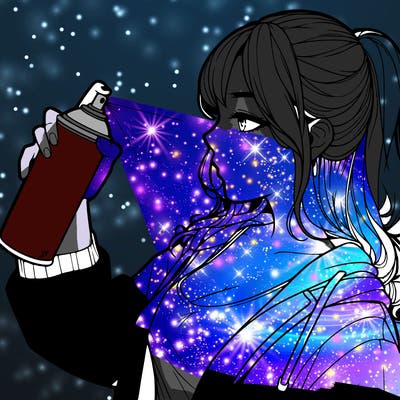 a realistic girl spray, painting