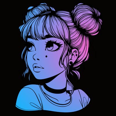 realistic girl with spacebuns