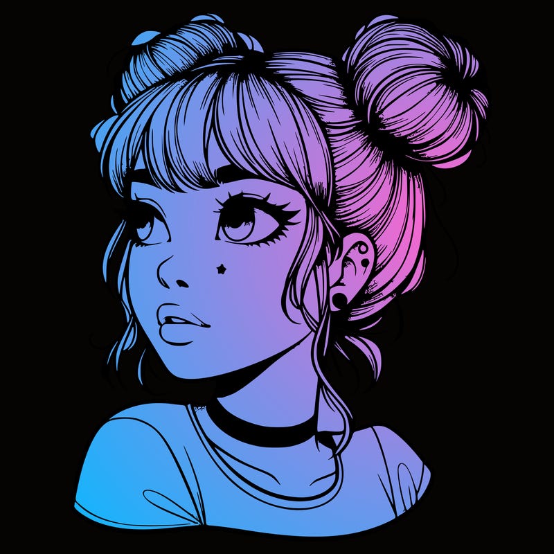 realistic girl with spacebuns