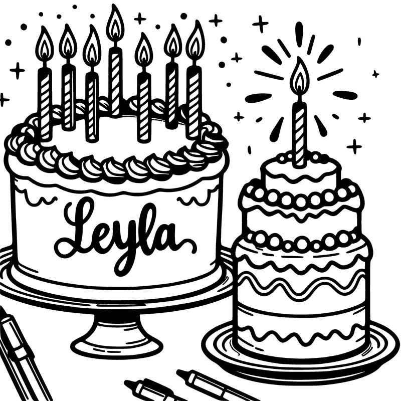 birthday cake with the word leyla on it