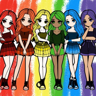 a group of girls realistic