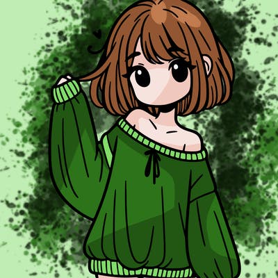 girl in baggy sweater hanging off her shoulder