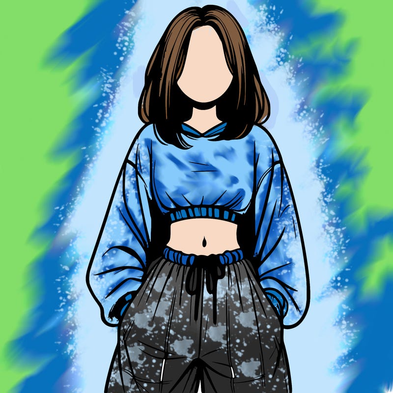 realistic girl faceless with baggy pants and a crop top