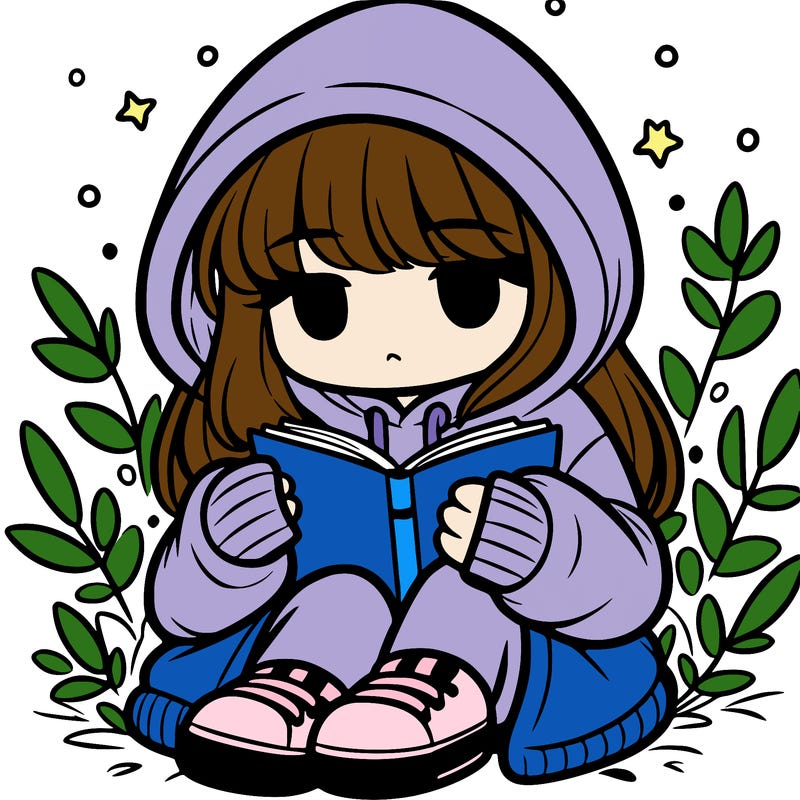 girl in oversized hoodie reading a book