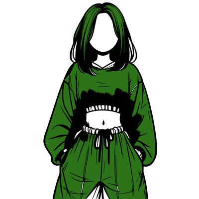 realistic girl faceless with baggy pants and a crop top