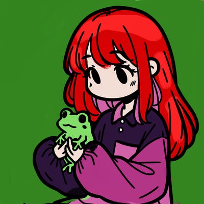 girl with long hair and a oversized shirt. and she is holding a frog