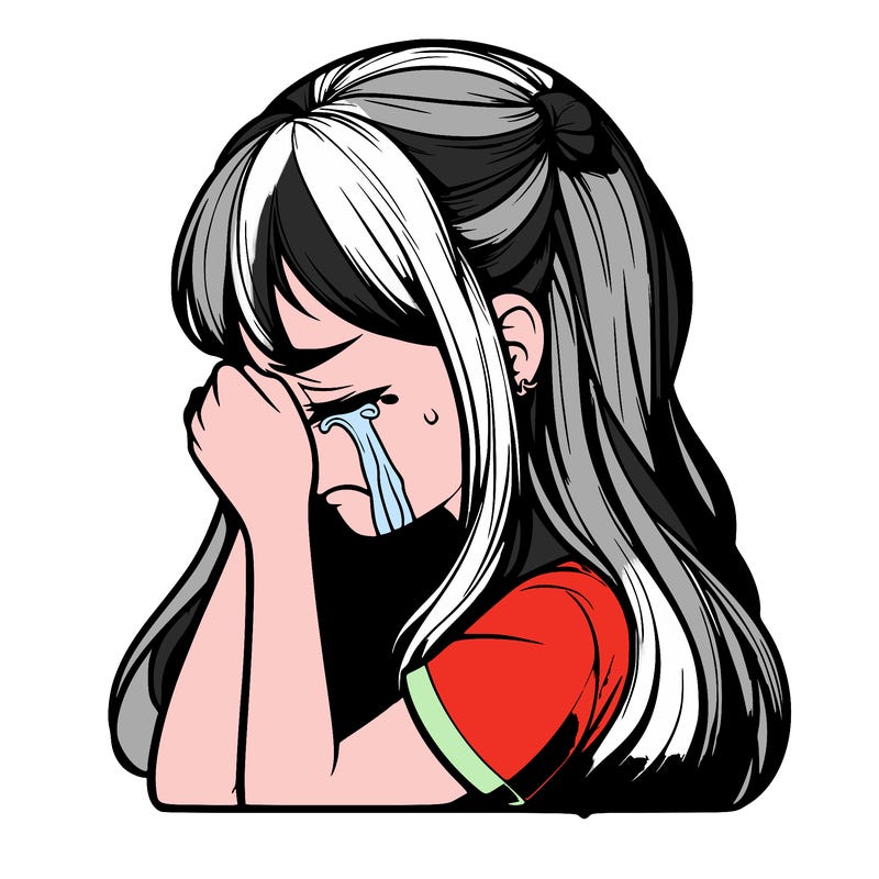 realistic girl crying in depression