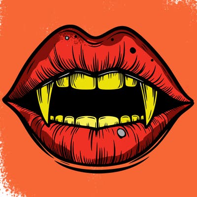 lips with vampire teeth