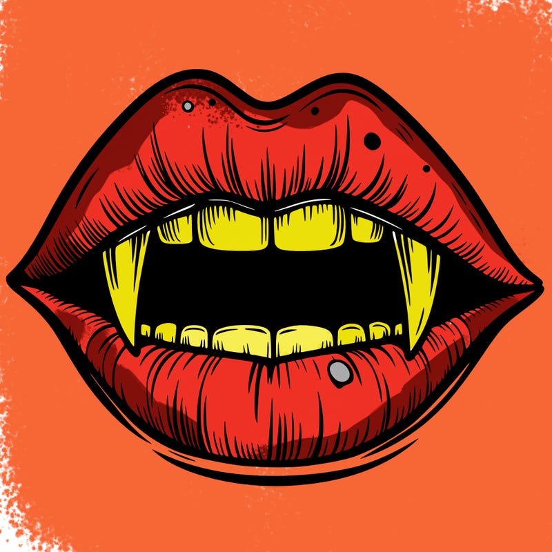 lips with vampire teeth