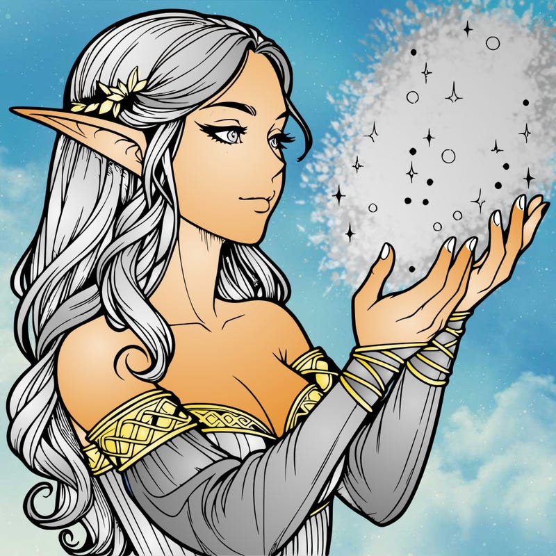 realistic elf girl doing magic