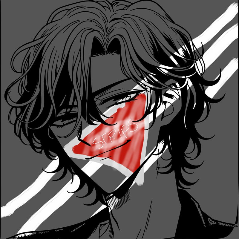 a manhwa style of a 21 year old male with waist length hair and a smirk on his face with a mischievous look in his eyes