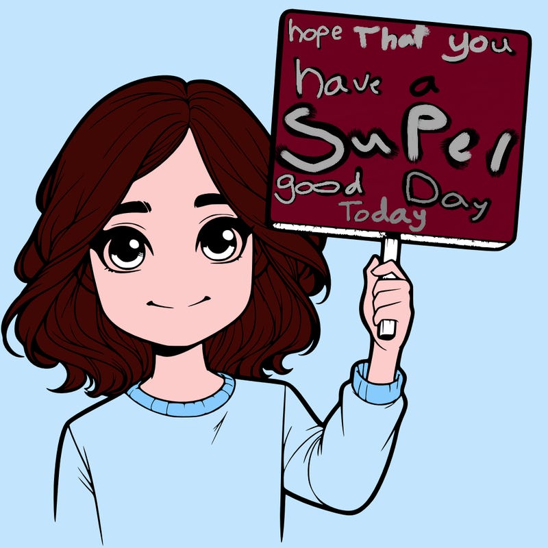 realistic girl holding up a sign