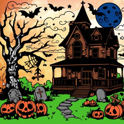 realistic halloween scene