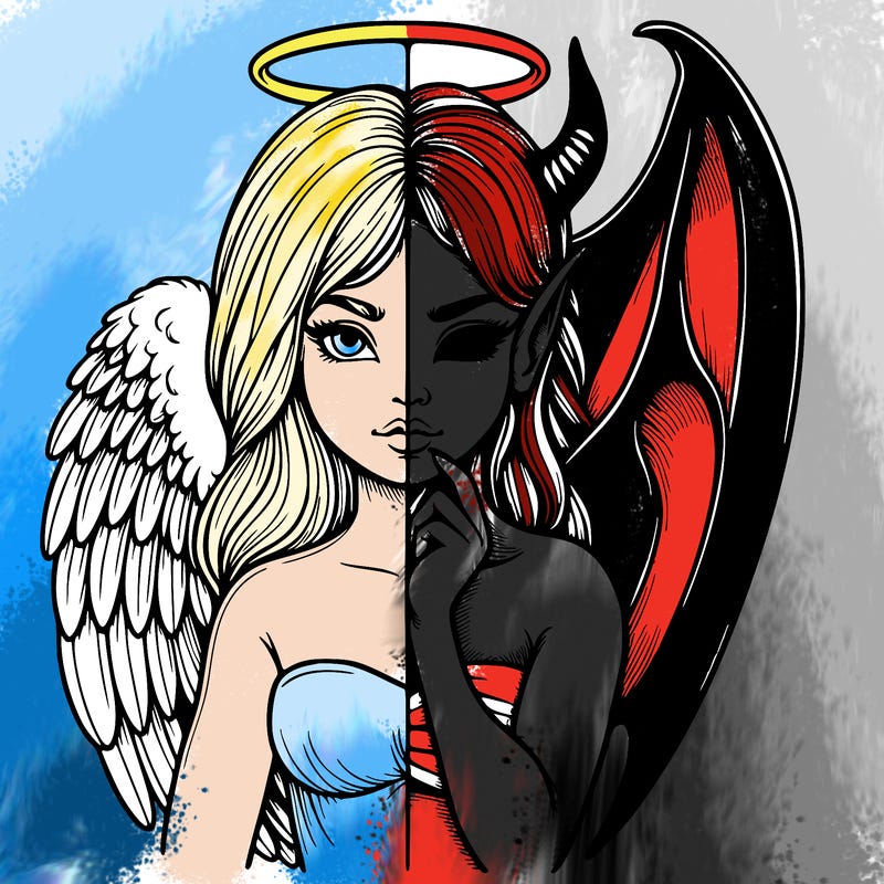 realistic angel half demon