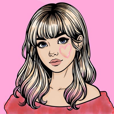 realistic young woman with bangs