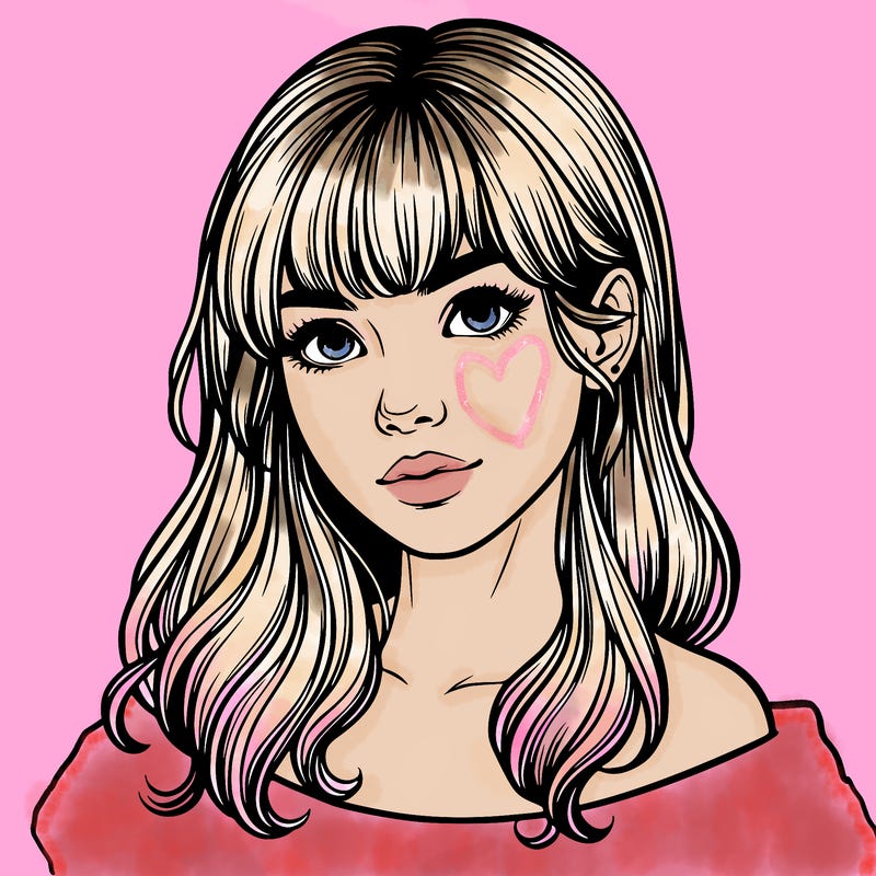 realistic young woman with bangs