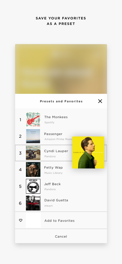Bose SoundTouch - Bose SoundTouch app interface for saving music favorites as presets