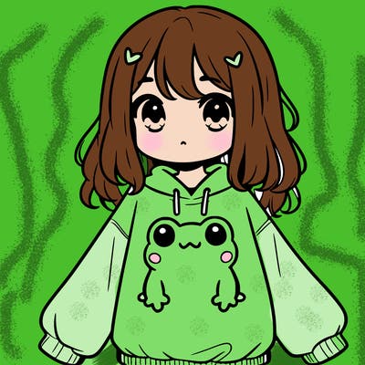 girl wearing frogging sweatshirt