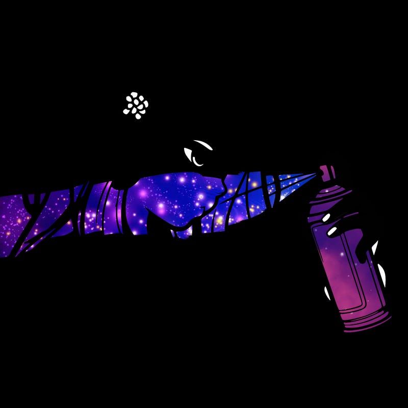 a realistic girl spray painting