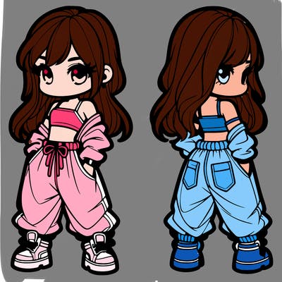 girl in crop top and baggy pants