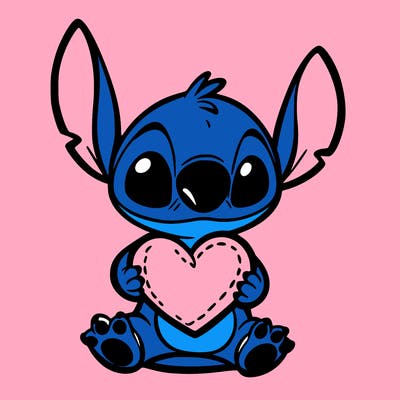 stich holding a heart