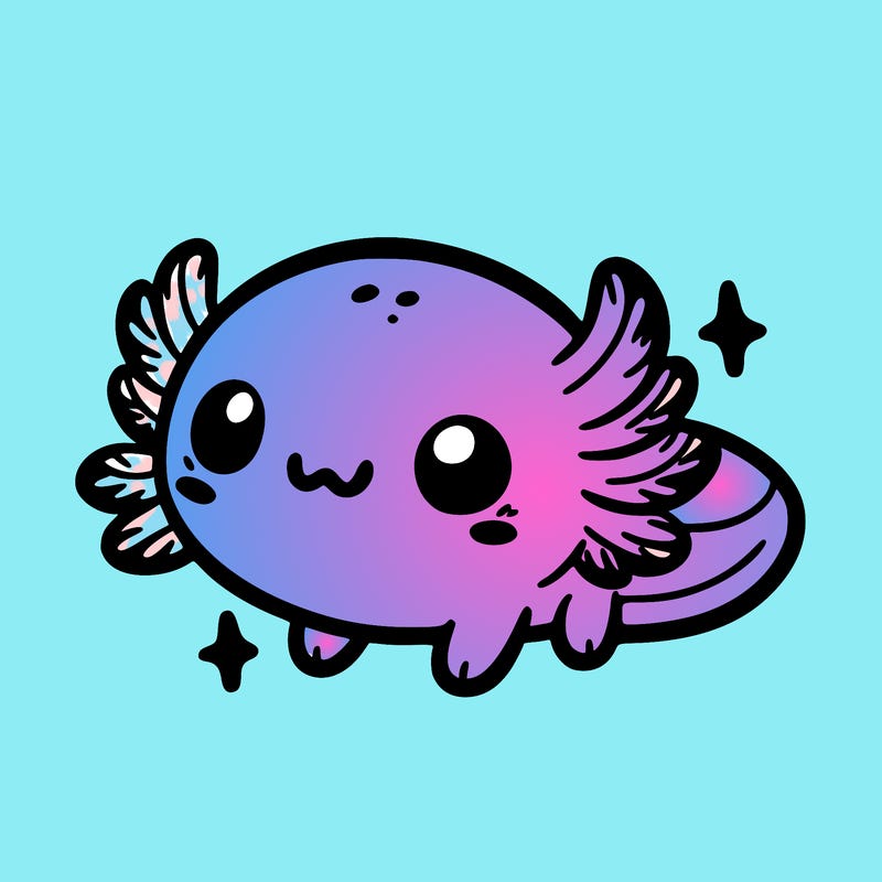 cute easy baby axolotl
