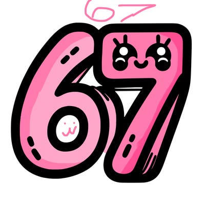 the numbers 67
