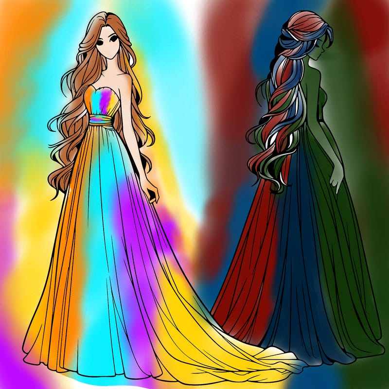 realistic woman with long flowing dress