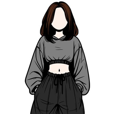 realistic girl faceless with baggy pants and a crop top