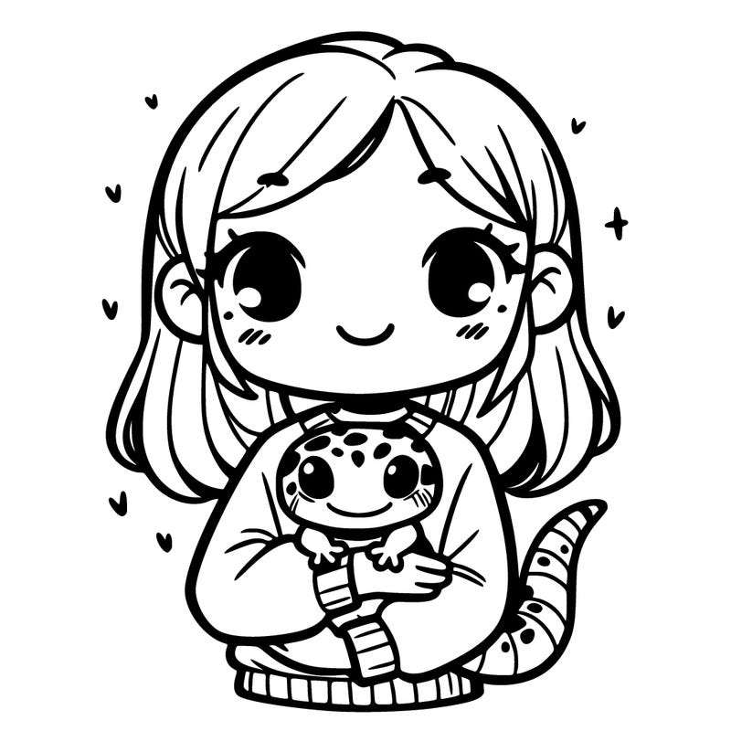 cute gecko in girl arms