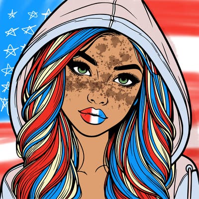 realistic beautiful girl with a hood on