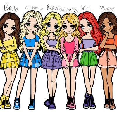 a group of girls realistic