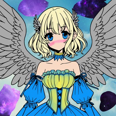 manga woman with large wings
