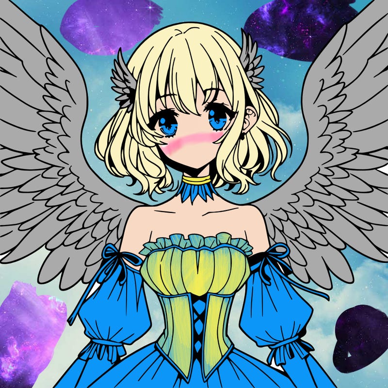 manga woman with large wings