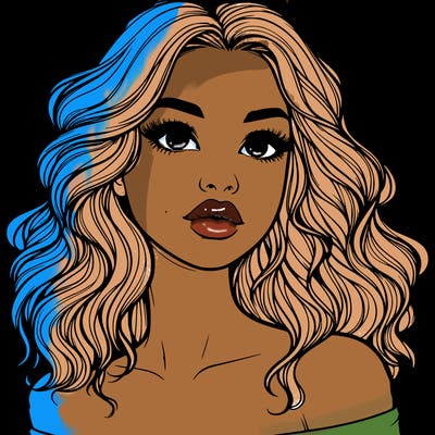 realistic girl with wavy hair and lips