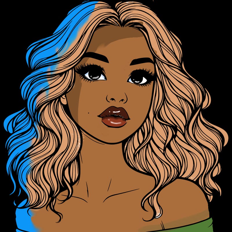 realistic girl with wavy hair and lips