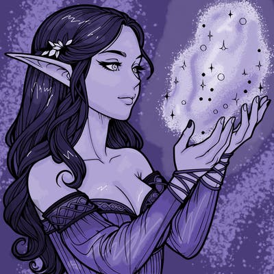 realistic elf girl doing magic